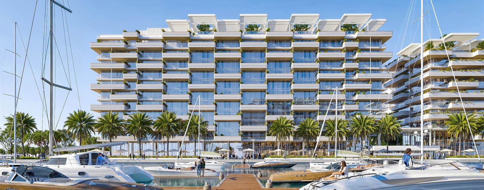 Exterior façade of Yas Canal Project villas in Abu Dhabi showcasing premium residential design along the 4-kilometer waterfront promenade.